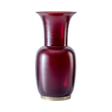 vaso grande venini satin color rosso sangue di bue con base foglia oro in vetro soffiato di Murano 706.24