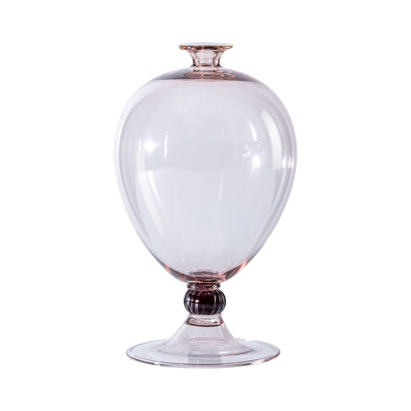 vaso venini veronese edizione limitata color rosa cipria decoro rosso in vetro soffiato di Murano 600.01