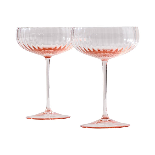 VENINI Bollicine Due Coppe Champagne Rosa Cipria in Vetro Soffiato di Murano 343.25