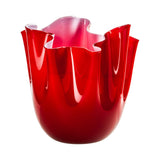VENINI Vaso Fazzoletto Grande Bicolore Rosso Interno Rosa in Vetro Soffiato di Murano 700.00