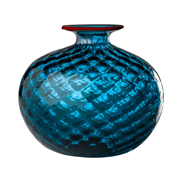 VENINI Vaso Monofiore Balloton Blu in Vetro Soffiato di Murano 100.36