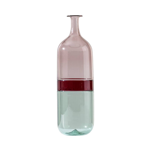 VENINI Vaso Bolle Rosa Cipria, Rosso Sangue di Bue e Verde Rio in Vetro Soffiato di Murano 503.03