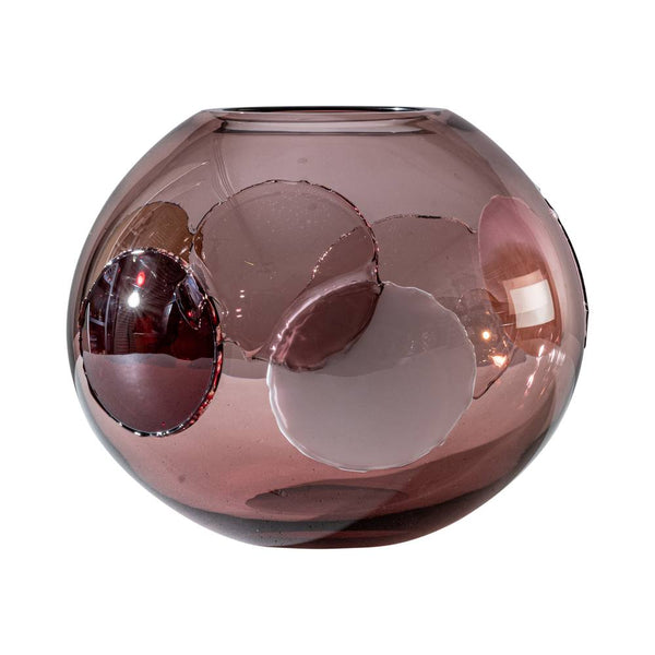 VENINI Vaso Lapilli Color Rosa Cipria con Sei Decori Colorati in Vetro Soffiato di Murano 789.31