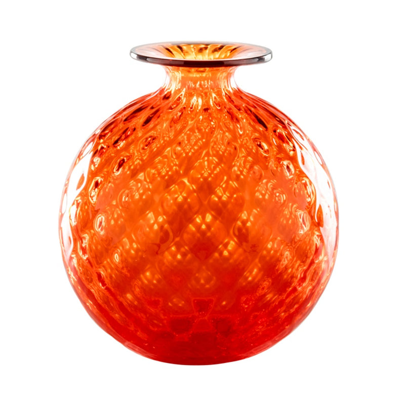 VENINI vaso monofiore balloton grande arancio in vetro soffiato di murano 100.18