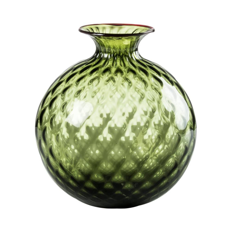 Venini vaso monofiore balloton grande verde in vetro soffiato di Murano 100.18