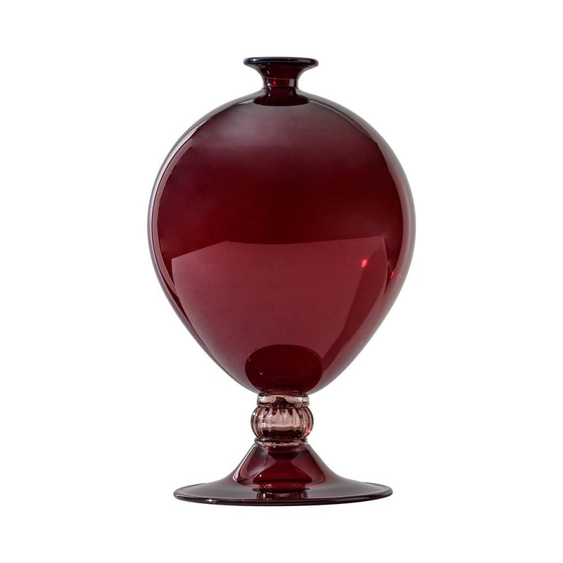 vaso Venini veronese rosso sangue di bue sfera rosa cipria in vetro soffiato di Murano 600.01