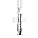 ZANCAN Collana da Uomo Maglia Rolò con Croce in Argento e Spinelli Neri EXC489 Variante1