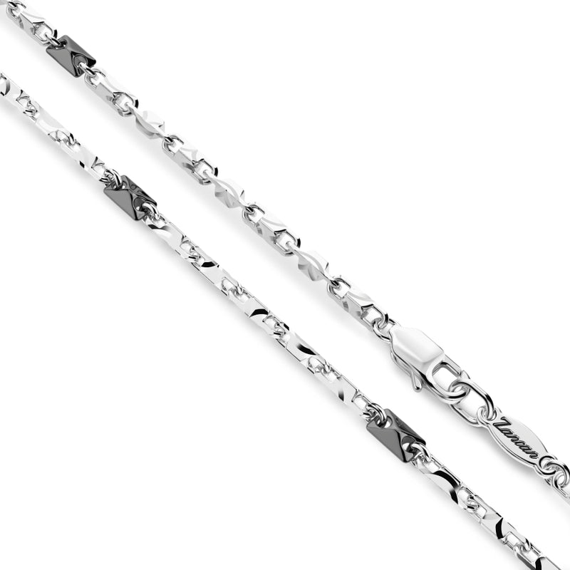 COLLANA UOMO CROCE ACCIAIO CON INSERTO ORO, ARGENTO, NERO E CRISTALLO | SAGA GIOIELLI COLLANA UOMO CROCE ACCIAIO CON INSERTO ORO, ARGENTO, NERO E CRISTALLO | SAGA GIOIELLI