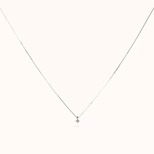 ALFYO Collana Punto Luce Essential Oro Bianco 18 carati e Diamante 4 Griffe completa