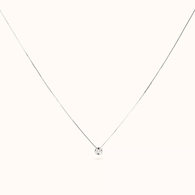 ALFYO Collana Punto Luce Essential Oro Bianco 18 carati e Diamante completa