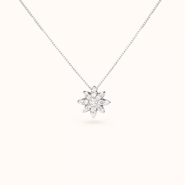 ALFYO Collana Snowy Dream realizzato in Oro Bianco 18 carati e Diamanti dettaglio