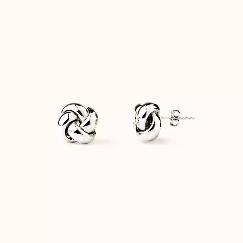 Orecchini a bottone vintage in argento sterling con nodo d'amore: anni '90, FAS 925 thailandese - Italia Orecchini a bottone vintage in argento sterling con nodo d'amore: anni '90, FAS 925 thailandese - Italia