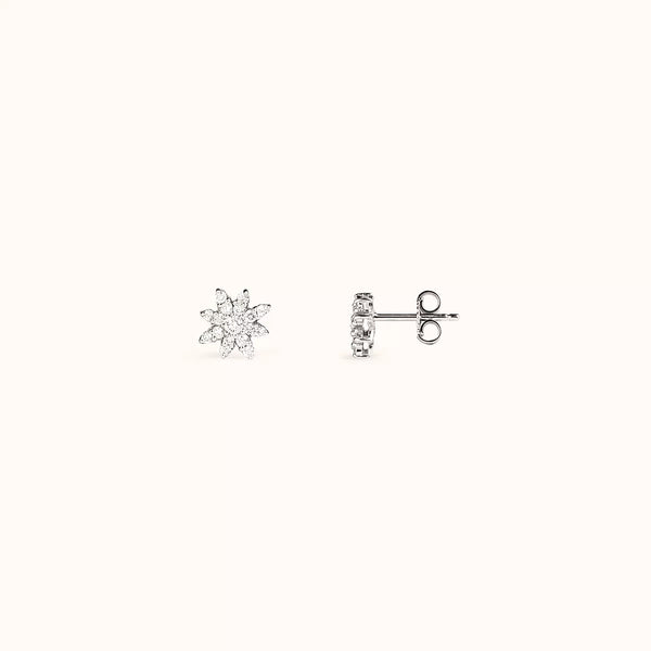 ALFYO Orecchini Snowy Dream realizzato in Oro Bianco 18 carati e Diamanti laterale