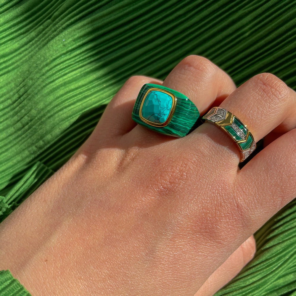 Anello con malachite hot sale