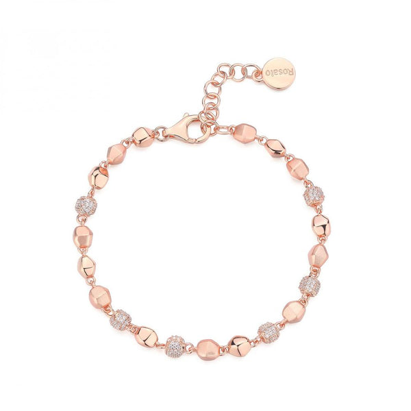 Bracciale donna Rosato RZIB15 Collezione In To The Blue in argento 925 con Pepite placcate oro rosa e cubic zirconia bianchi. 