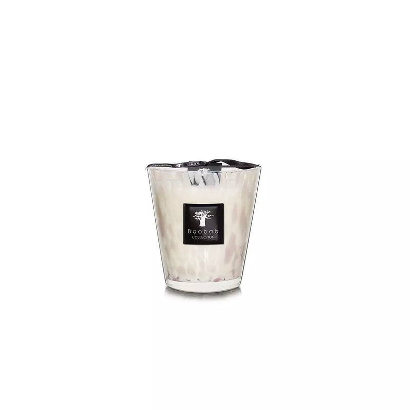 Candela BAOBAB Pearls White Rosa Cipria e Bianco Floreale con note di Orchidea - Fresia - Muschio 16cm