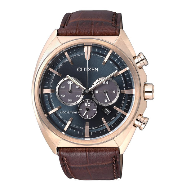 CITIZEN Orologio al Quarzo Uomo con Cassa Rotonda Quadrante Blu e Cinturino in Pelle Marrone CA4283-04L Variante1