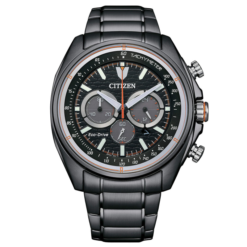 Orologio Uomo Citizen Eco-Drive con quadrante nero e bracciale in acciaio ip grigioantracite OF Crono Active CA4567-82H