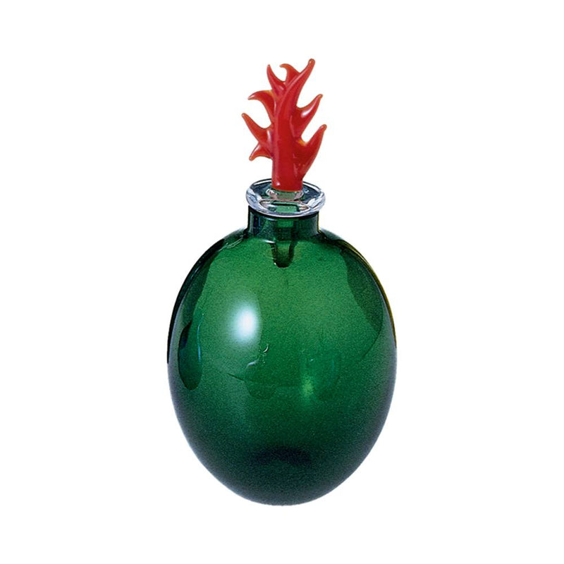 VENINI Vaso Monofiore Verde con Tappo Rosso a Forma di Corallo in Vetro Soffiato di Murano 100.44