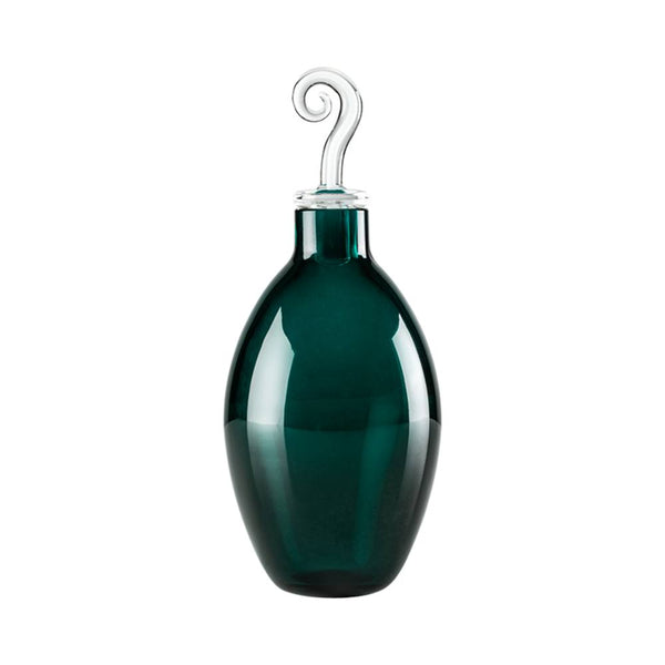 VENINI Vaso Monofiore Verde con Tappo Trasparente in Vetro Soffiato di Murano 100.43