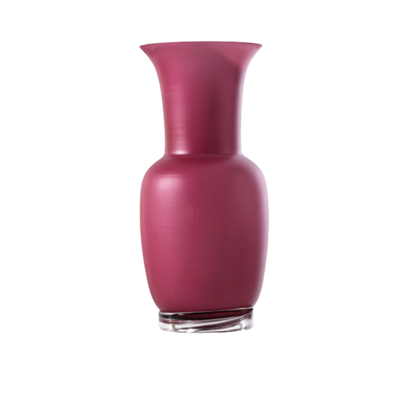 VENINI vaso opalino sabbiato medio color magenta in vetro soffiato di Murano 706.22 Variante