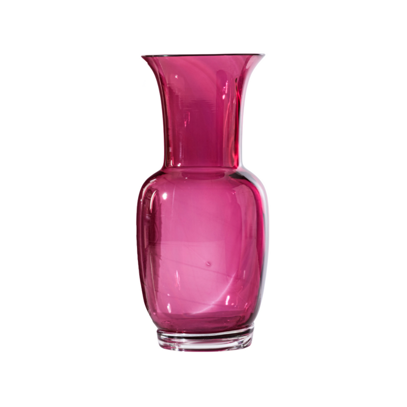 VENINI vaso opalino trasparente piccolo color magenta in vetro soffiato di Murano 706.38 Variante