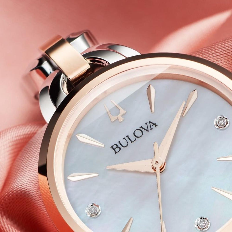 Bulova Orologio analogico al quarzo da donna con cinturino in acciaio inox 98P213, madreperla, Bracciale Bulova Orologio analogico al quarzo da donna con cinturino in acciaio inox 98P213, madreperla, Bracciale