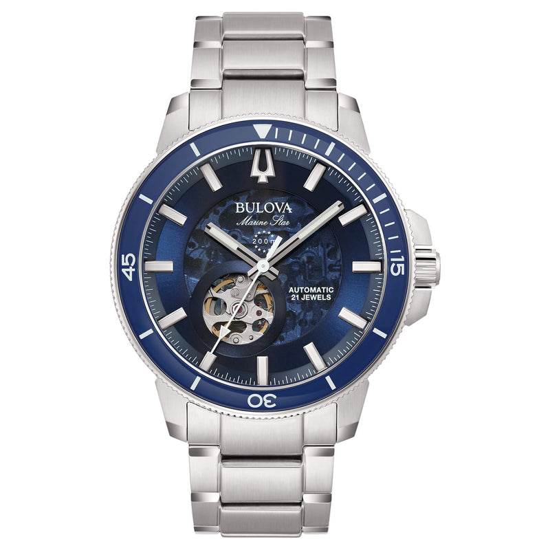 orologio uomo Bulova marine star automatico quadrante blu e cinturino in acciaio 96A289