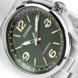 CITIZEN Orologio automatico da uomo solo tempo cassa e cinturino in acciaio quadrante verde NJ0160-87X Dettaglio2