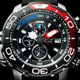 orologio uomo citizen promaster aqualand cronografo, quadrante nero con ghiera rossa e cinturino in silicone nero BJ2167-03E Variante2