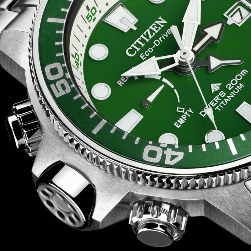 orologio uomo citizen promaster aqualand super titanio, solo tempo quadrante verde B cinturino acciaio N2040-84X Variante1