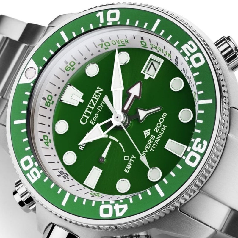 orologio uomo citizen promaster aqualand super titanio, solo tempo quadrante verde B cinturino acciaio N2040-84X Variante2