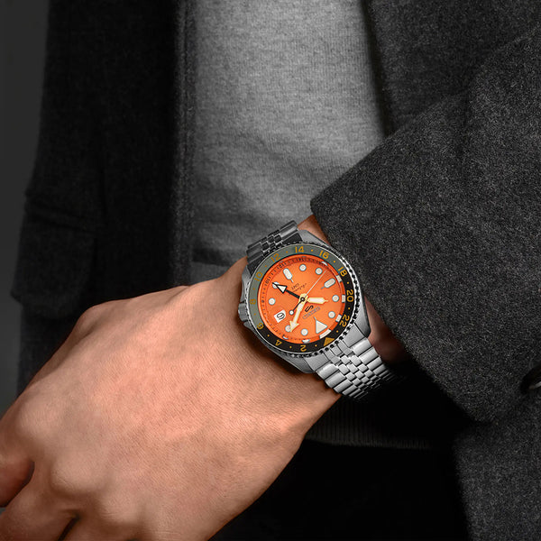 orologio seiko 5 sports arancione ssk005k1 indossato