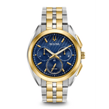 BULOVA Orologio al Quarzo Cronografo Uomo con Cassa Rotonda Quadrante Blu e Cinturino in Acciaio 98A159
