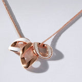 ROSATO Collana donna con pendente maglie groumette in argento placcato oro rosa con smalto e zirconi RZEV01 Dettaglio