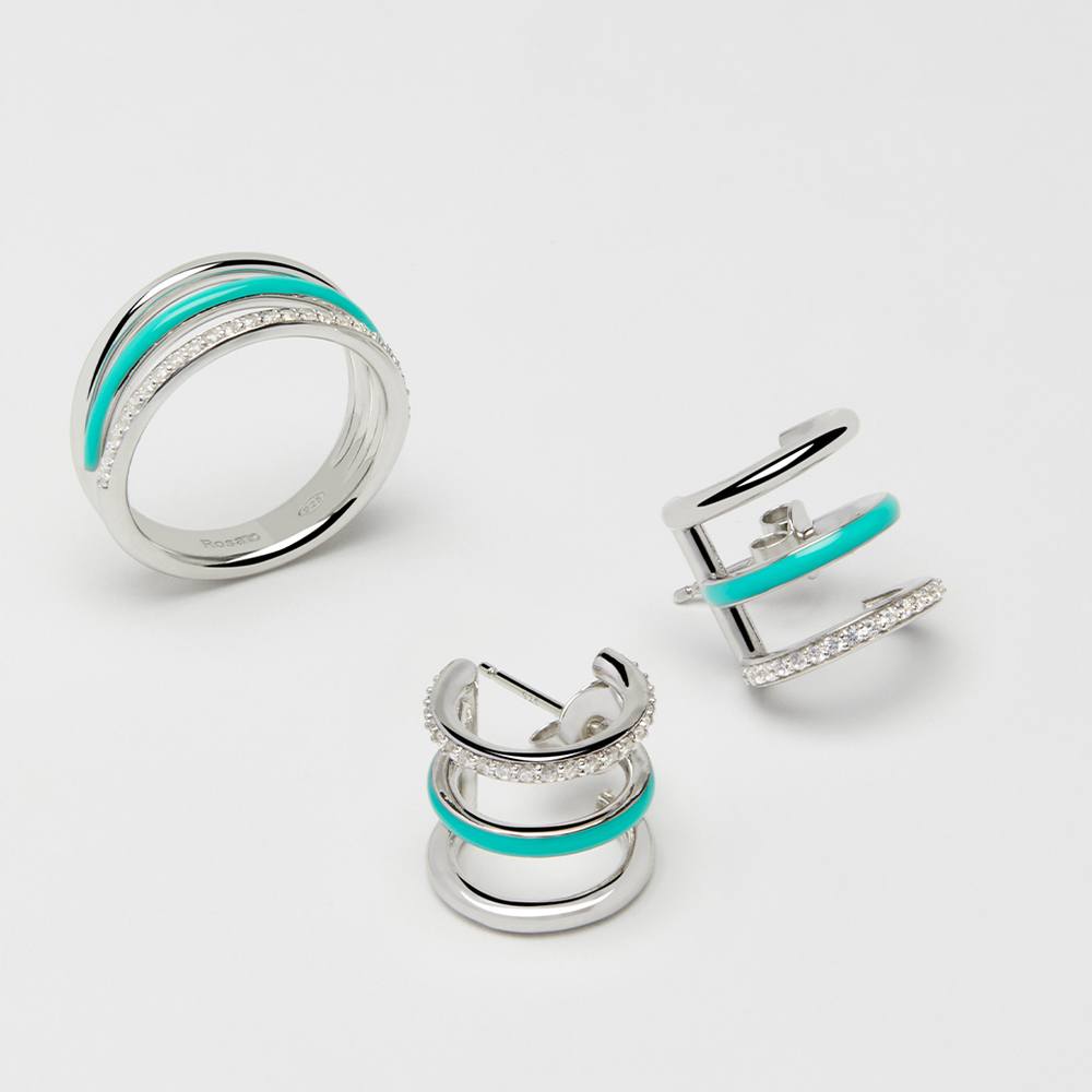 Taffstyle Orecchini A Cerchio In Acciaio Inox Con Tre Zirconi, Diametro 13 Mm, Larghezza 4 Mm, Vari Colori (nero, Argento, Oro, Rosa, Blu, Oro Rosa)