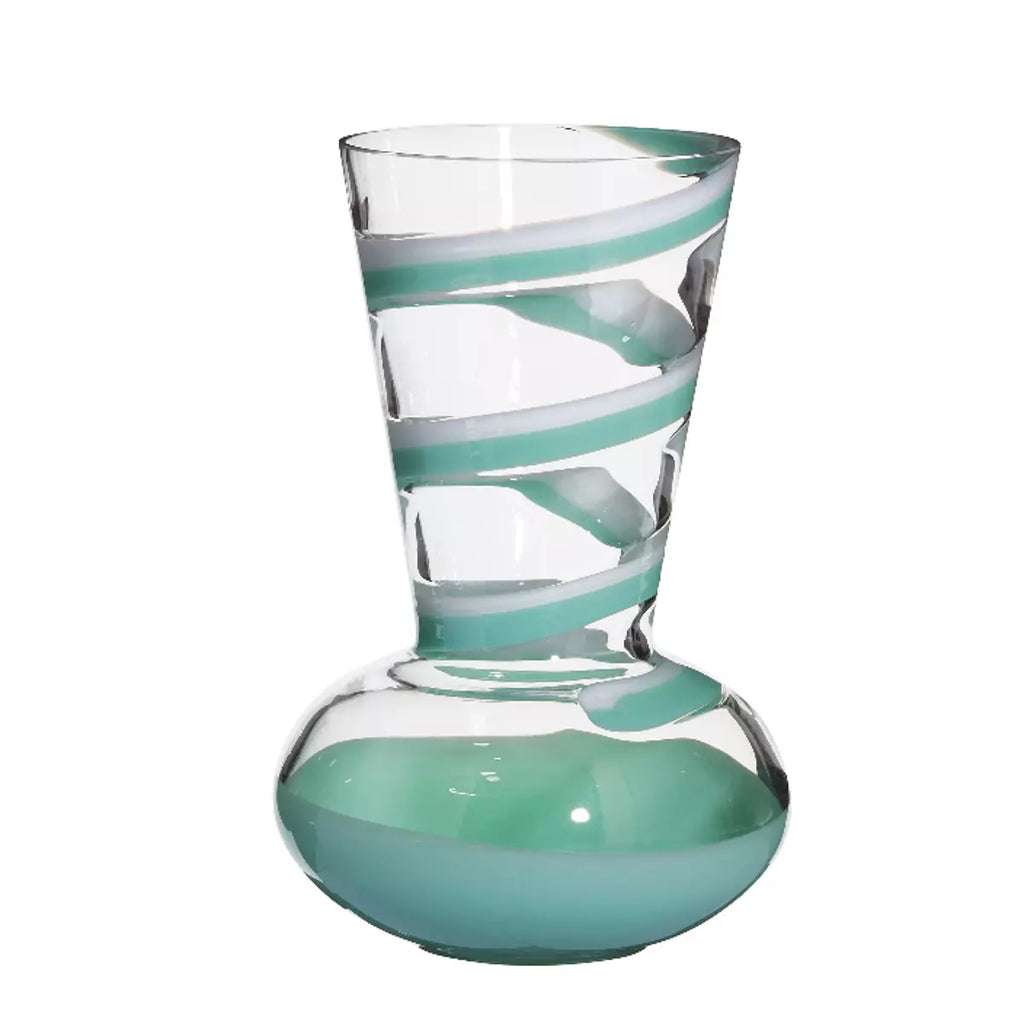 Vaso decorativo in vetro turchese forma rotonda 15cm Kapeli