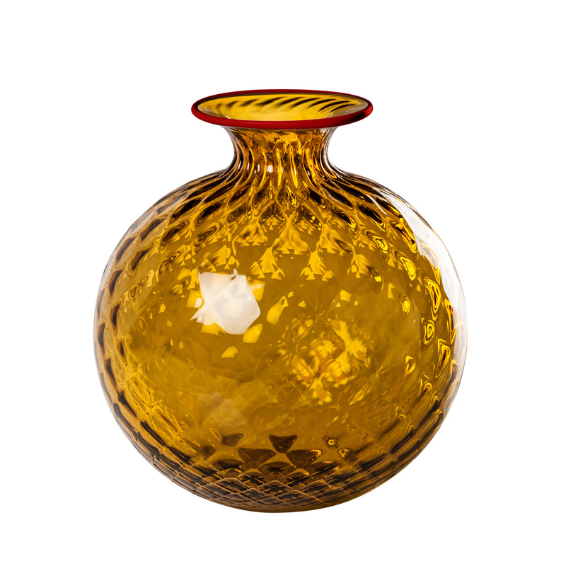 Venini vaso monofiore balloton grande giallo tè in vetro soffiato di Murano 100.18