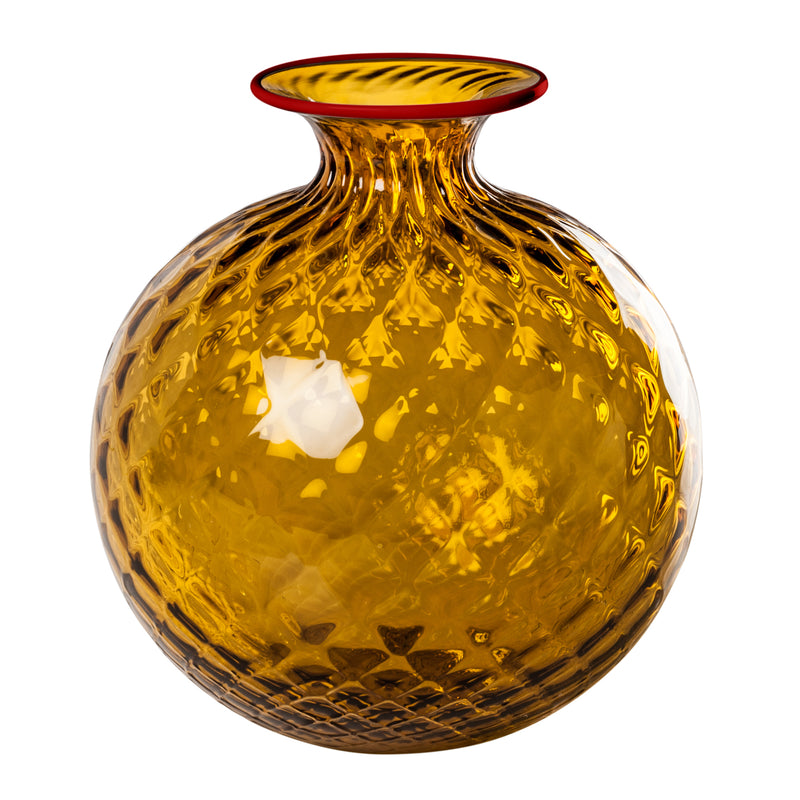 Venini vaso monofiore balloton grande giallo tè in vetro soffiato di Murano 100.29