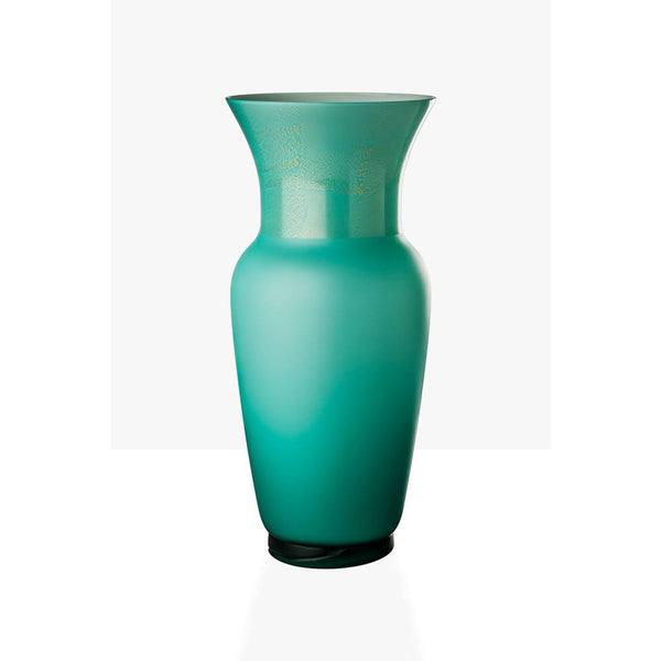 VENINI Vaso Opalino Verde Menta con Foglia Oro in Vetro Soffiato di Murano 706.23 Variante1