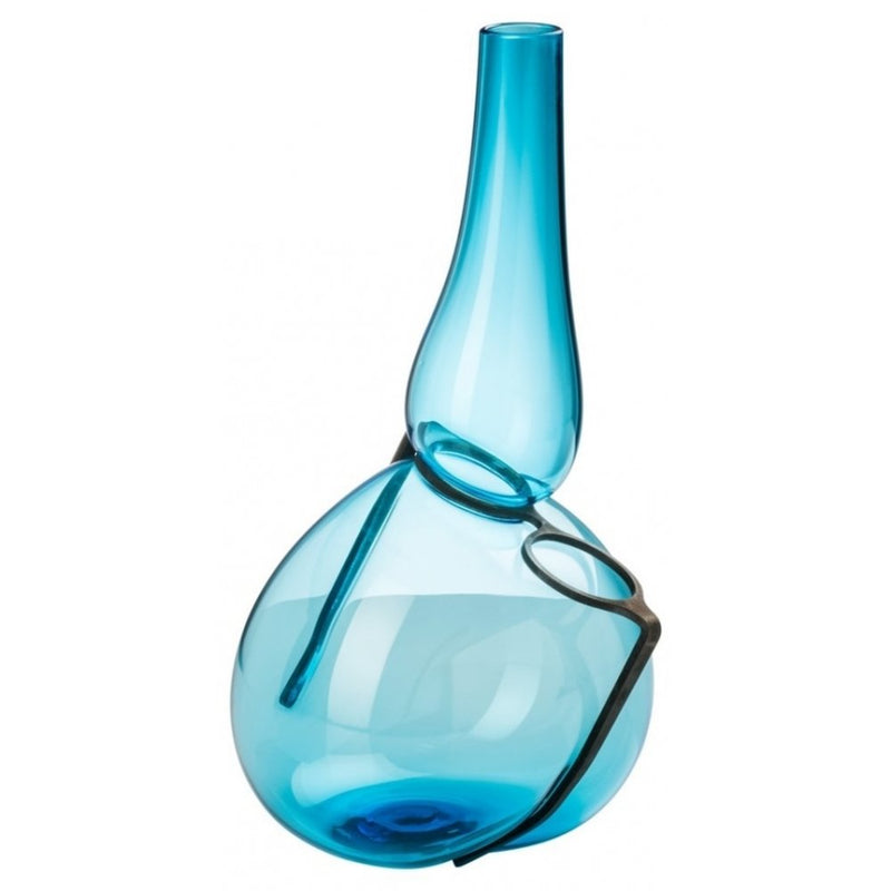 VENINI vaso single lens azzurro in vetro soffiato di Murano 777.51