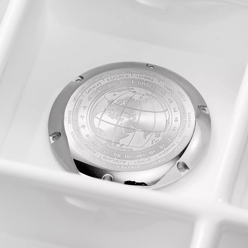 Orologio Venezianico Nereide Gmt 39 mm Grigio 3521501C cinturino in acciaio lucido e satinato dettaglio 4