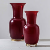 vaso venini satin piccolo color rosso sangue di bue con base foglia oro 706.38 Variante1