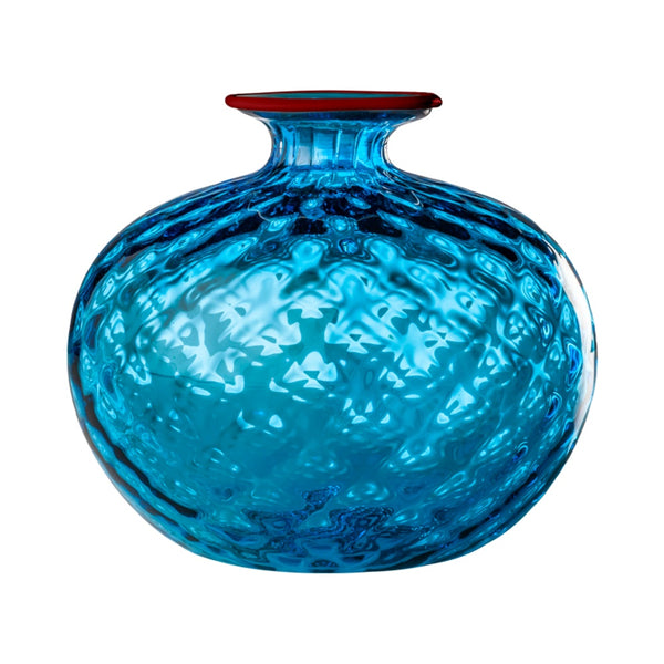 vaso venini balloton monofiore acquamare in vetro soffiato di Murano 100.36