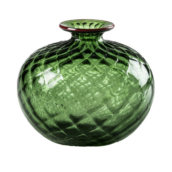 vaso venini balloton monofiore verde mela in vetro soffiato di Murano 100.36