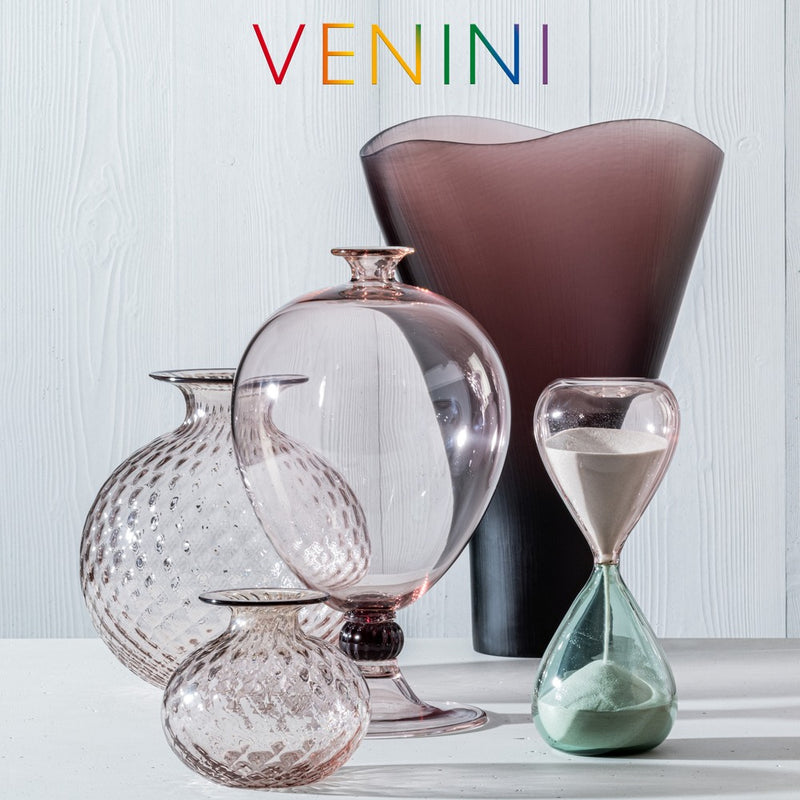 vaso venini battuti edizione numerata color rosa cipria in vetro soffiato di Murano 516.13 Variante1