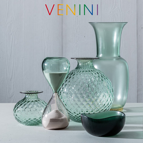 vaso venini battuti edizione numerata color verde rio in vetro soffiato di Murano 516.15 Variante1