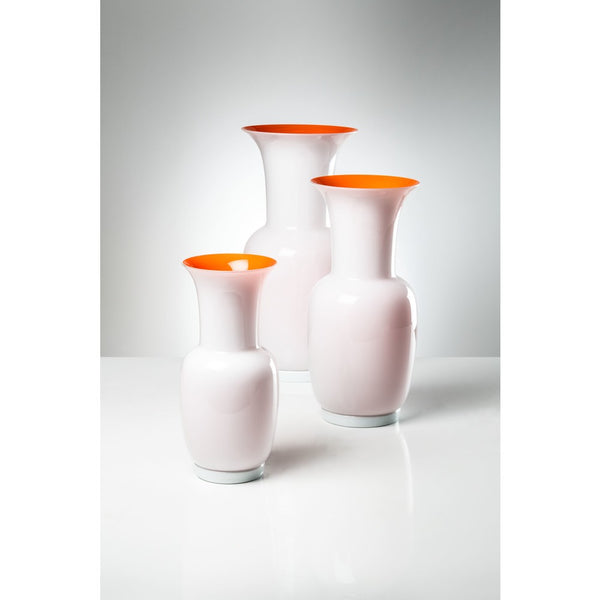 VENINI Vaso Opalino Medio Lattimo/Arancio in Vetro Soffiato di Murano 706.22 Variante1